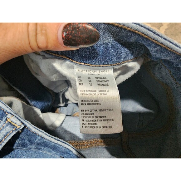 American Eagle Size 10 Med Wash Distressed Super Hi-Rise Jegging Dream Jeans - Picture 6 of 12